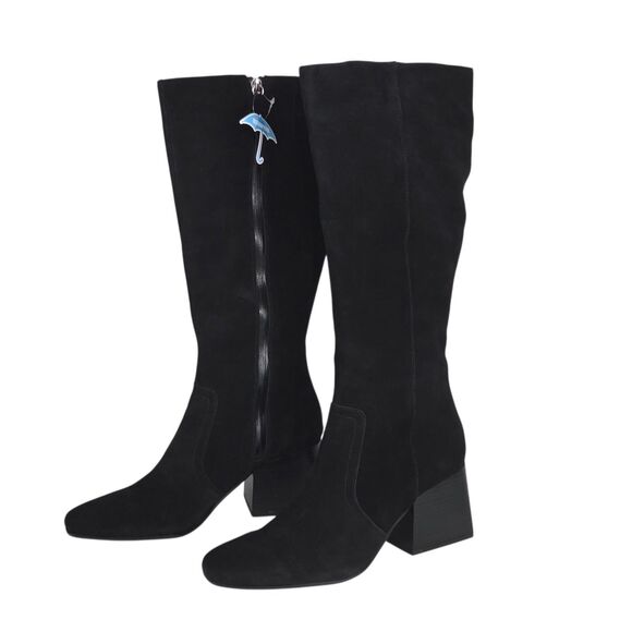 Aqua‎ College Women Tori Waterproof Black Suede Knee-High Boots 10M Side Zipper - Picture 1 of 16